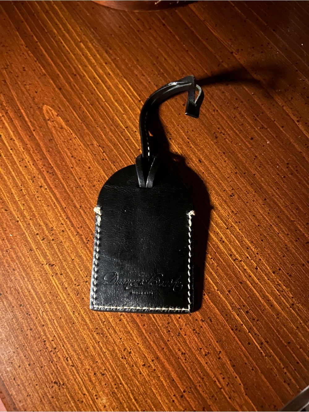 Dooney & Bourke Black Leather Key & Card Holder with Contrast Stitching